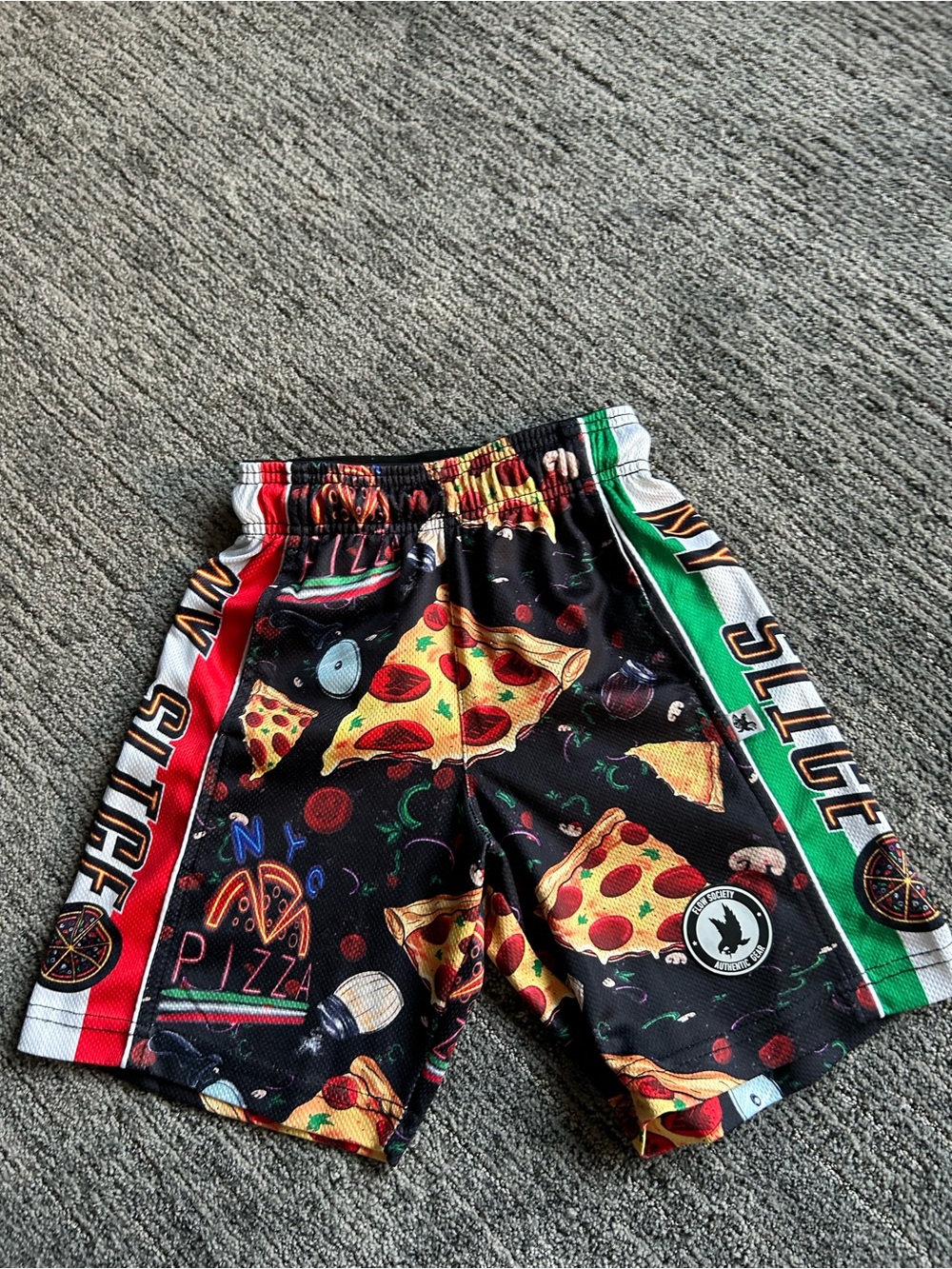 Flow Society Black Pizza Print Shorts (size Y-XS